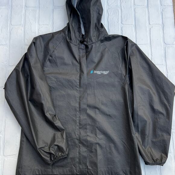 Frogg Toggs Grey Packable Ultra Light Waterproof Windbreaker Jacket Hood-sz S/M - Picture 1 of 9